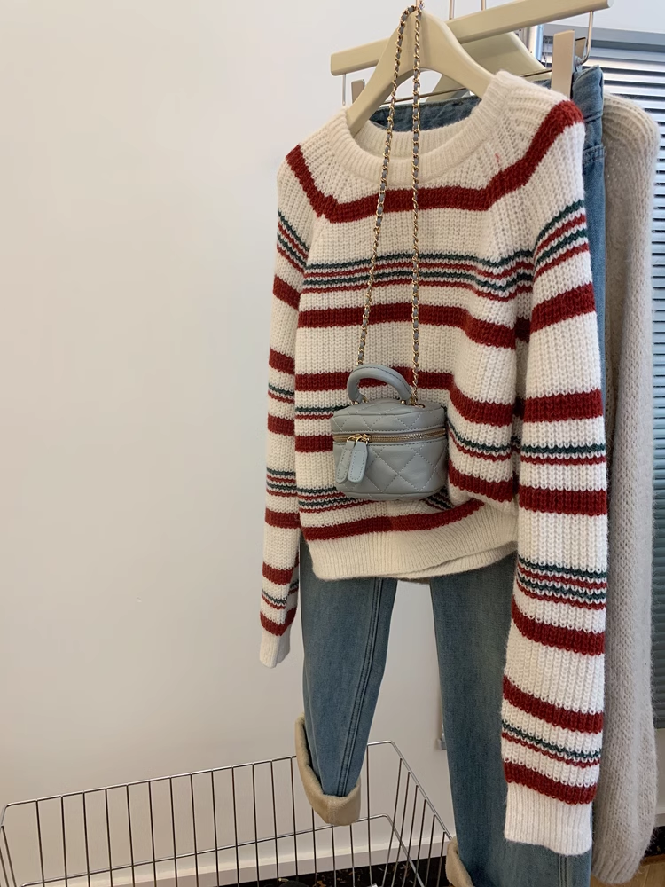 New retro striped sweater loose knitted sweater YM1879