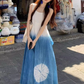 Blue tie-dye suspender dress for women YM1509