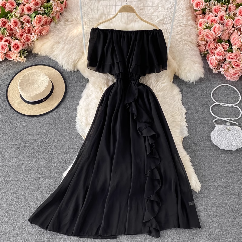 summer off shoulder chiffon dress ,YM182