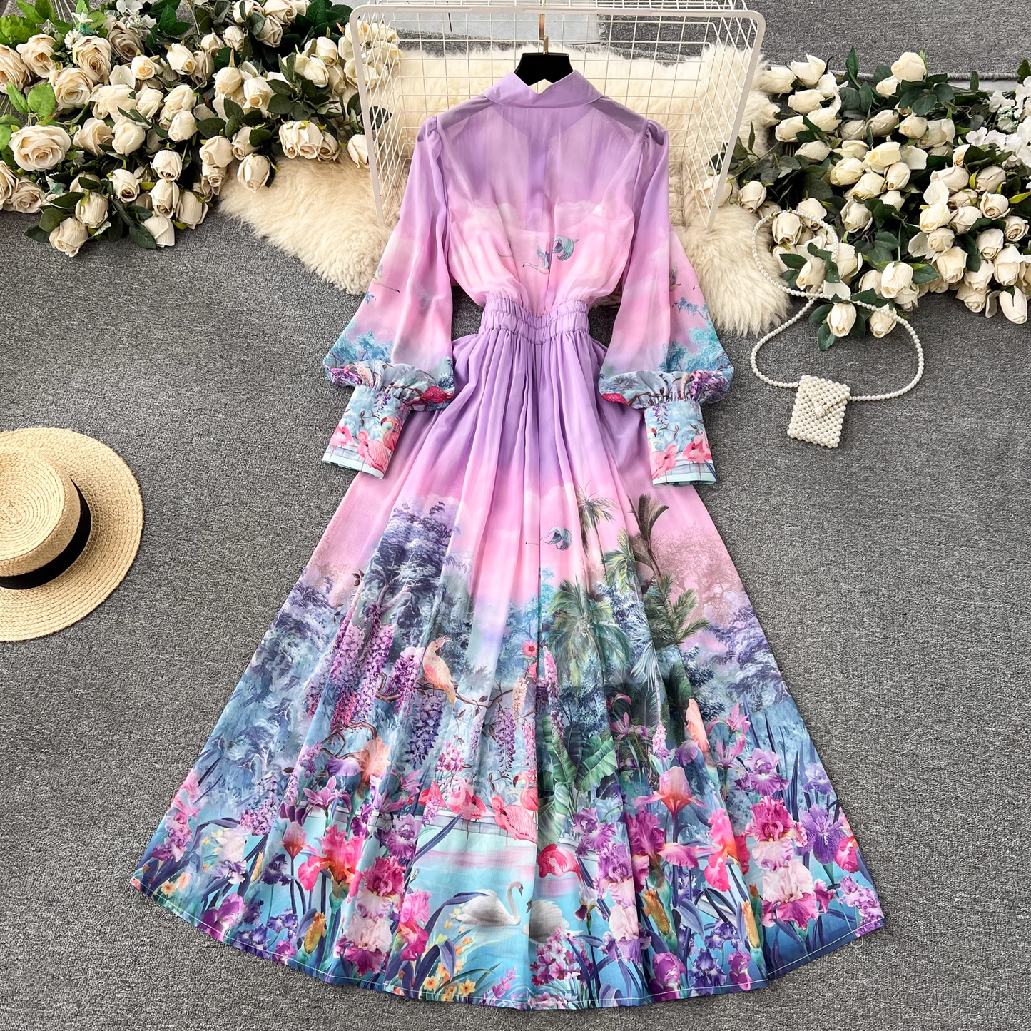 Long chiffon resort dress YM1150