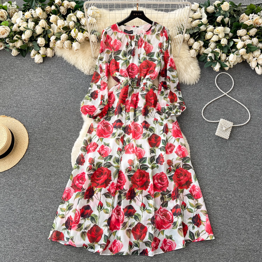 women's rose dress,YM155