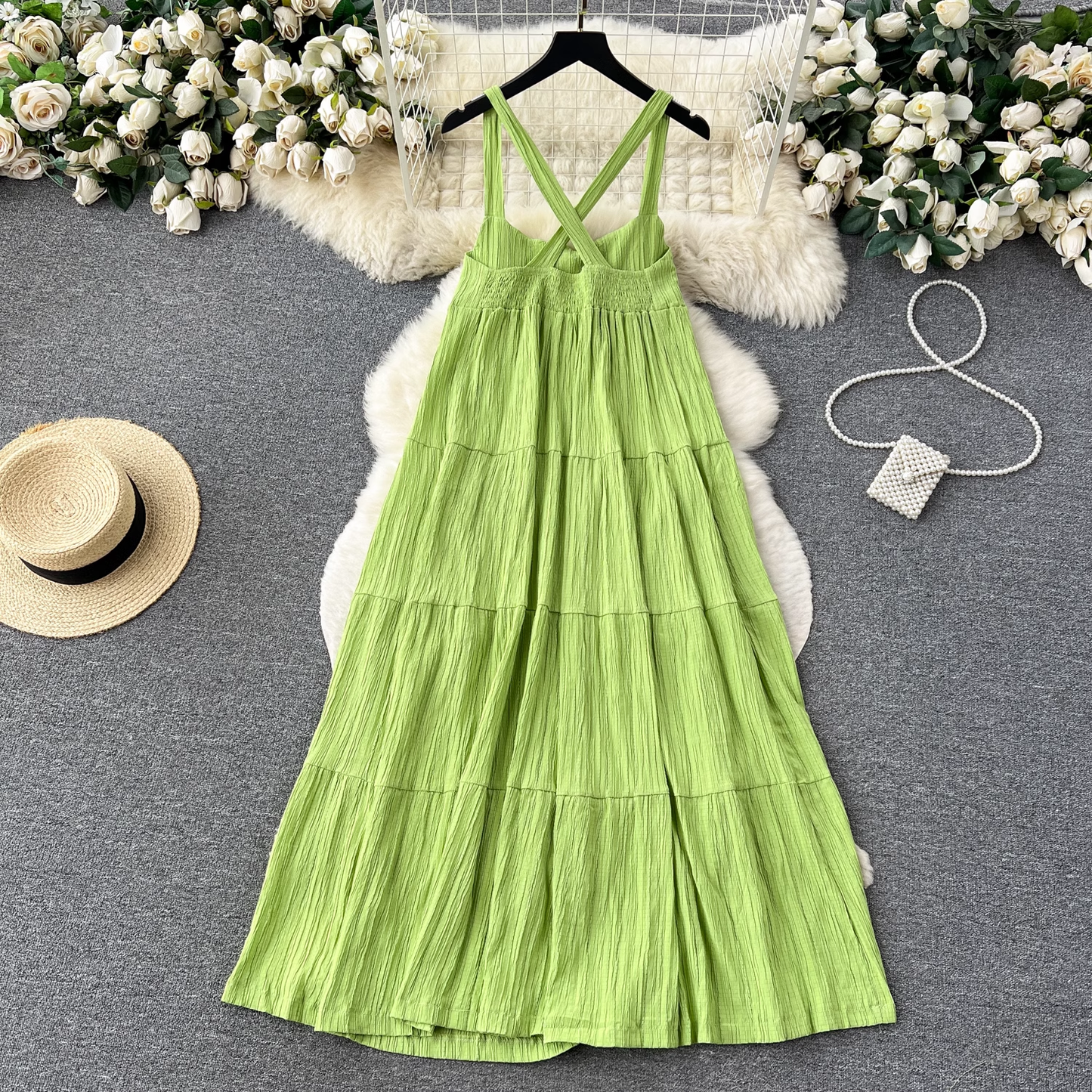 Summer Seaside Holiday Style Hollow Backless Maxi Dress ,YM152