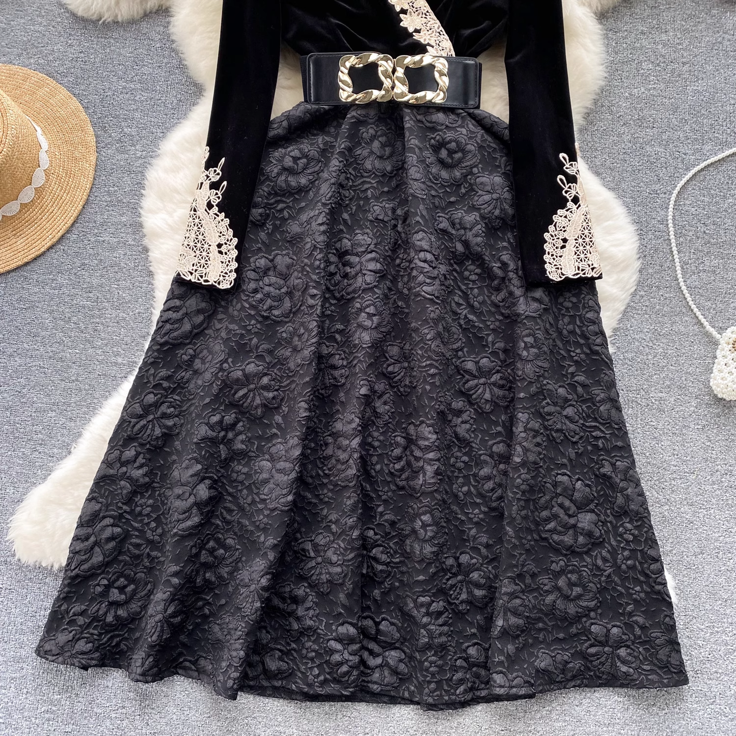 women's autumn retro velvet dress YM630