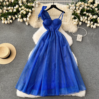 Royal Blue A-line Summer Dress  YM1131