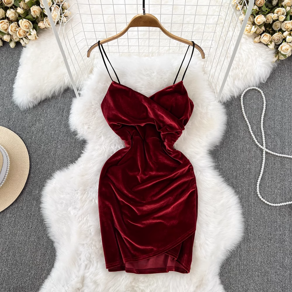 Sexy Velvet Bodycon Dress, YM237