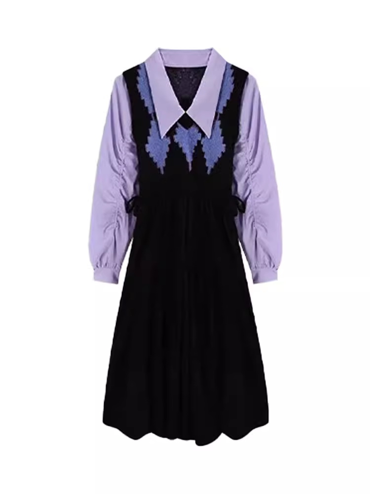 polo collar long sleeve dress for women in autumn YM707