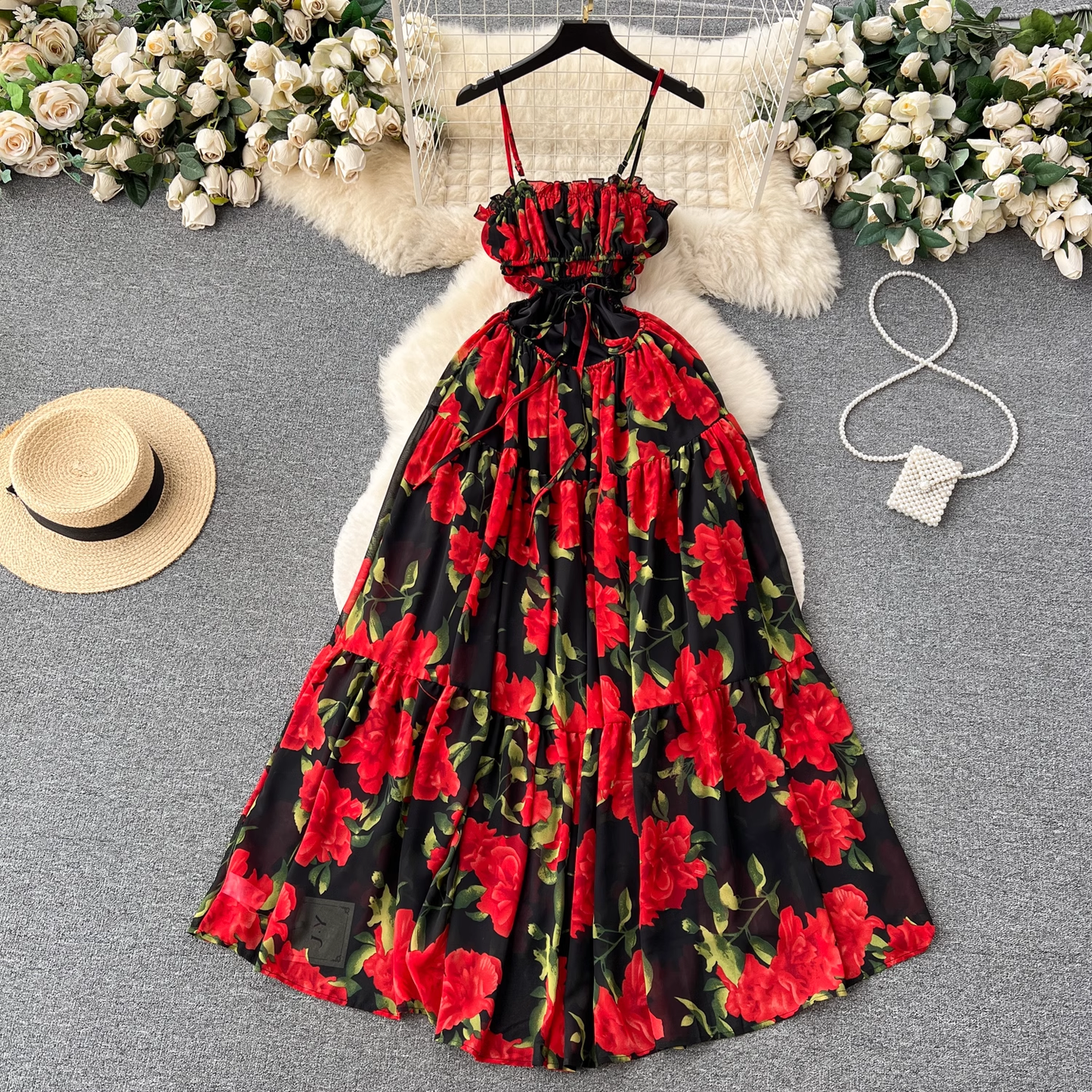 women's summer retro floral dress ,YM151