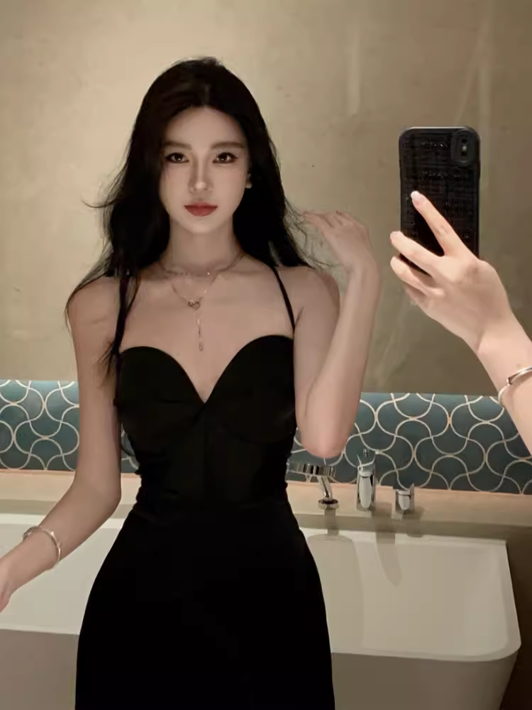 Sexy Black Sleeveless Dress  YM1490