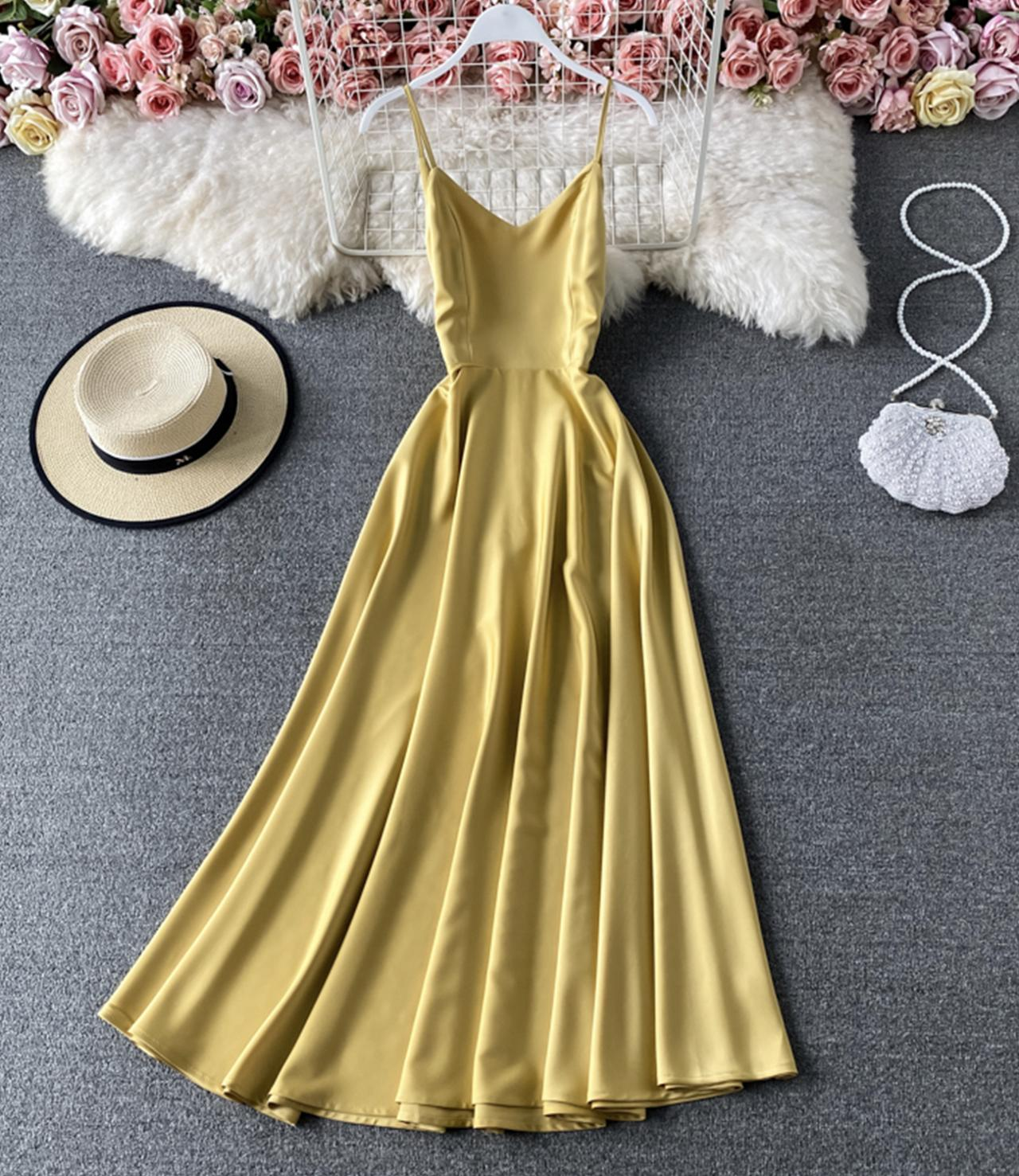 Simple A line v neck maxi dress fashion dress, YM90