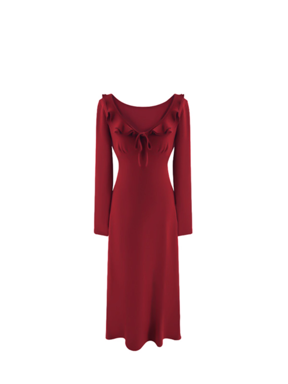 Women's autumn and winter ruffled V-neck dress YM822