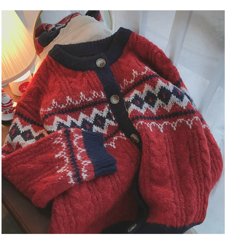 Christmas style design sense loose soft waxy knitted sweater YM370