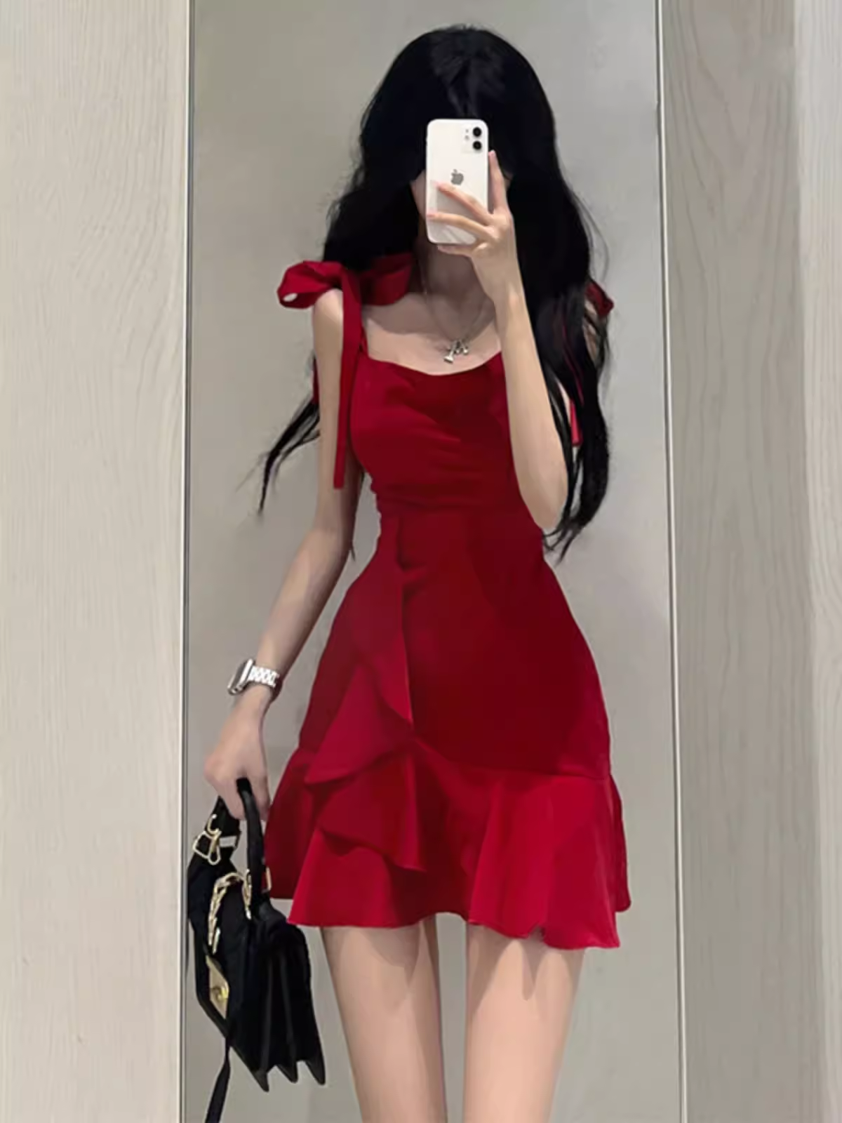 women's new summer style red suspender dress YM880