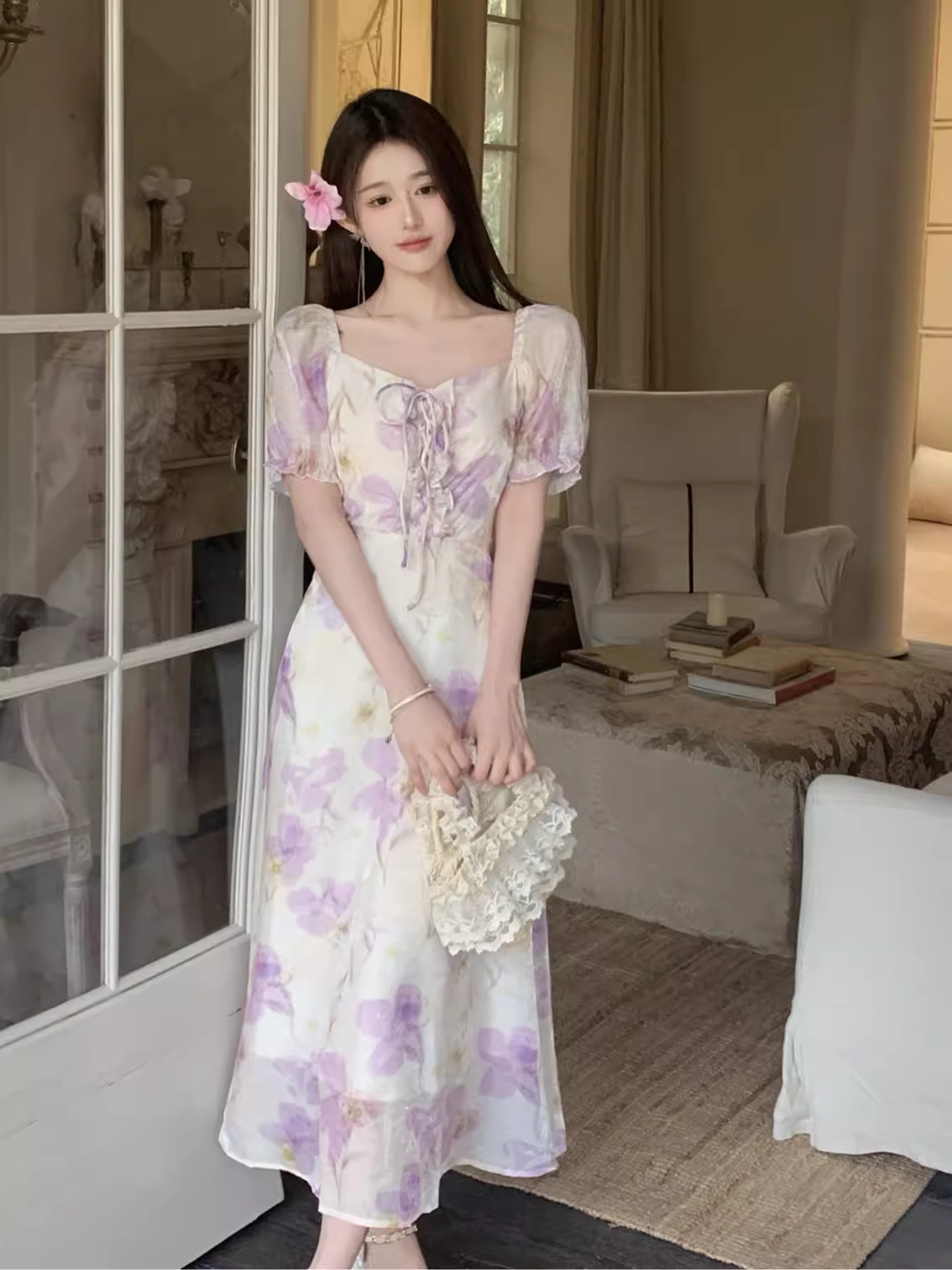 Elegant seaside floral dress YM1556