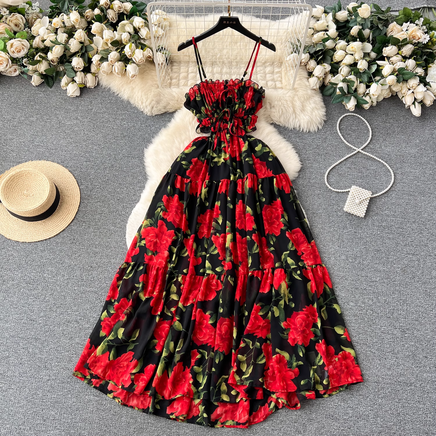 women's summer retro floral dress ,YM151