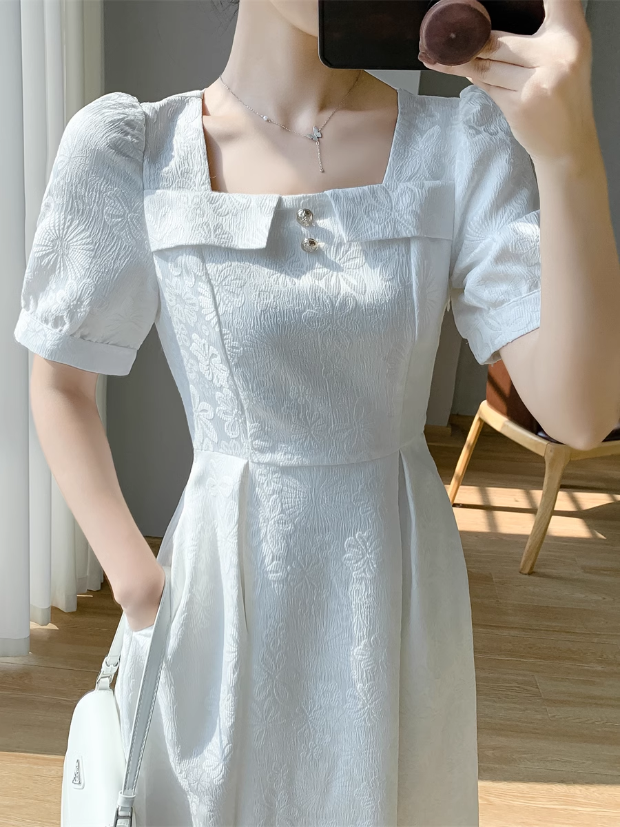 summer white french a-line dress YM1079