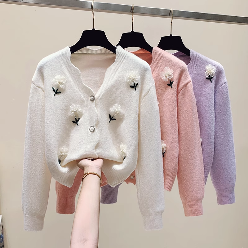 floral sweater coat knitted cardigan YM780