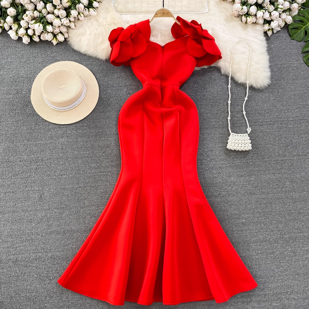 Red Mermaid Fashion Dress , YM265