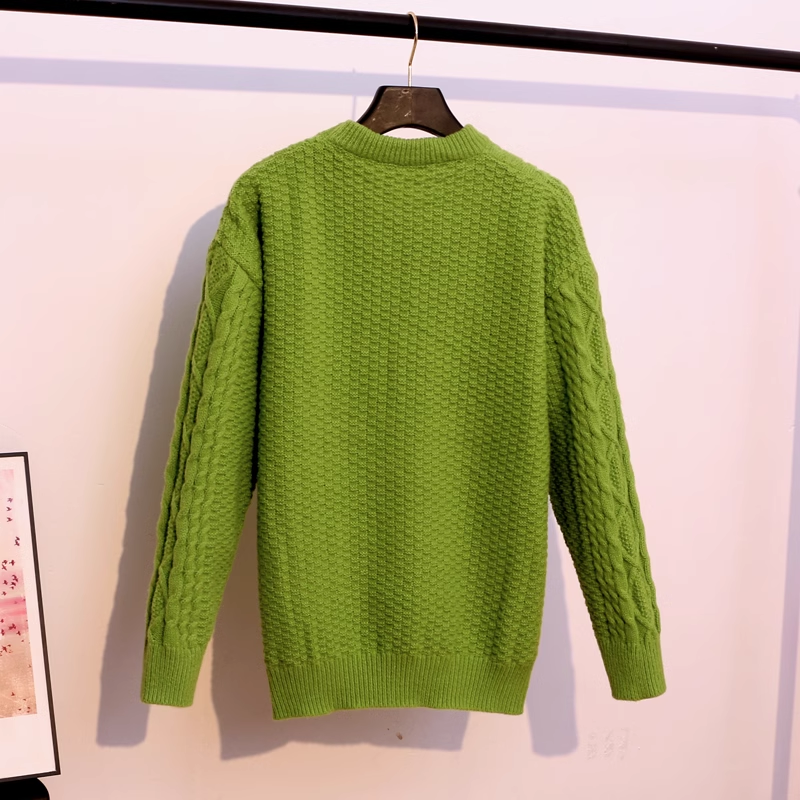 women's autumn winter green twist sweater YM365