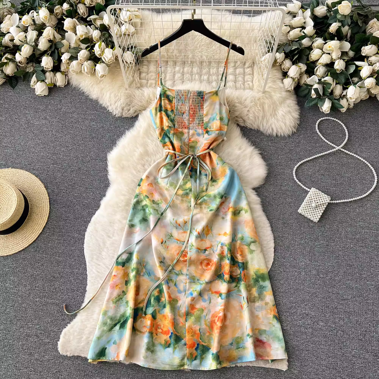 women's printed vacation dress,YM119