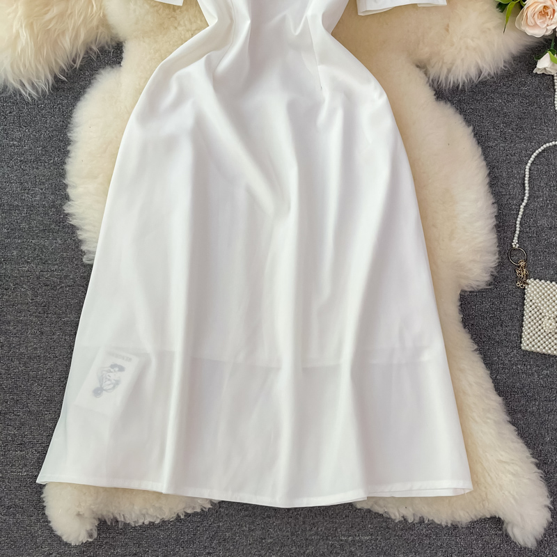 Sweet square neckline short summer white dress, YM83