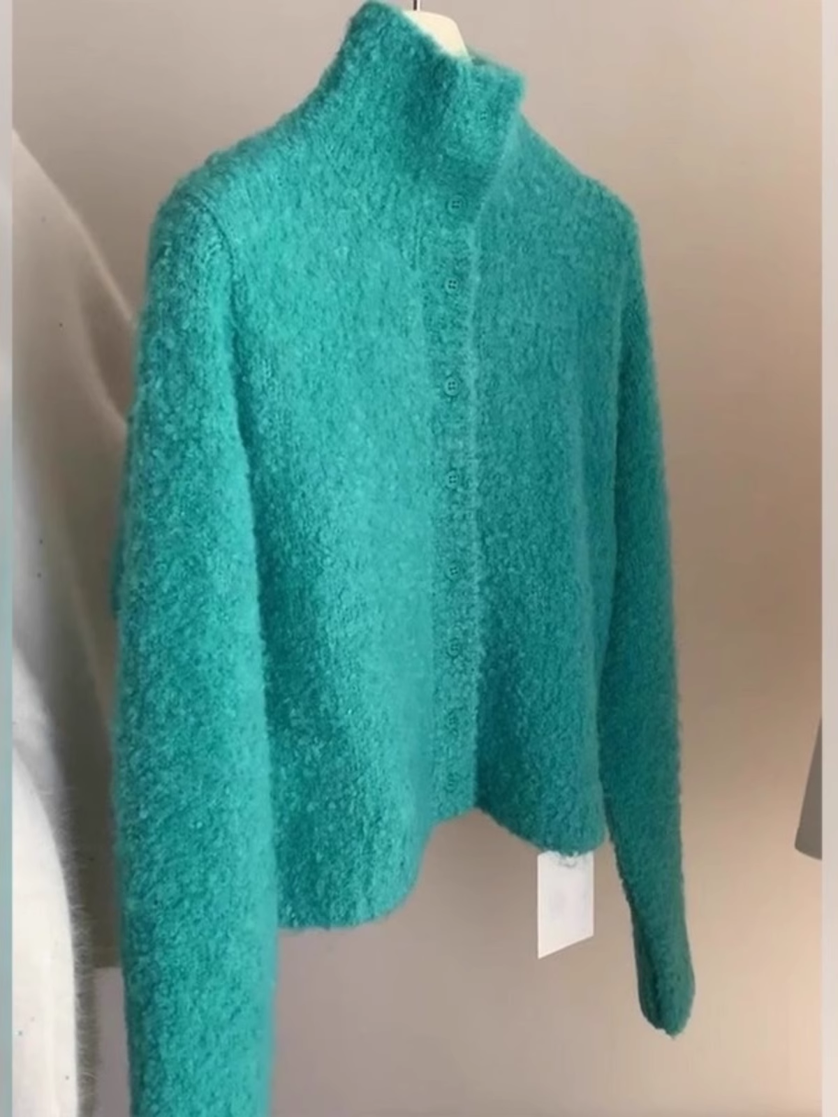 Lake blue single-breasted sweater cardigan YM1874