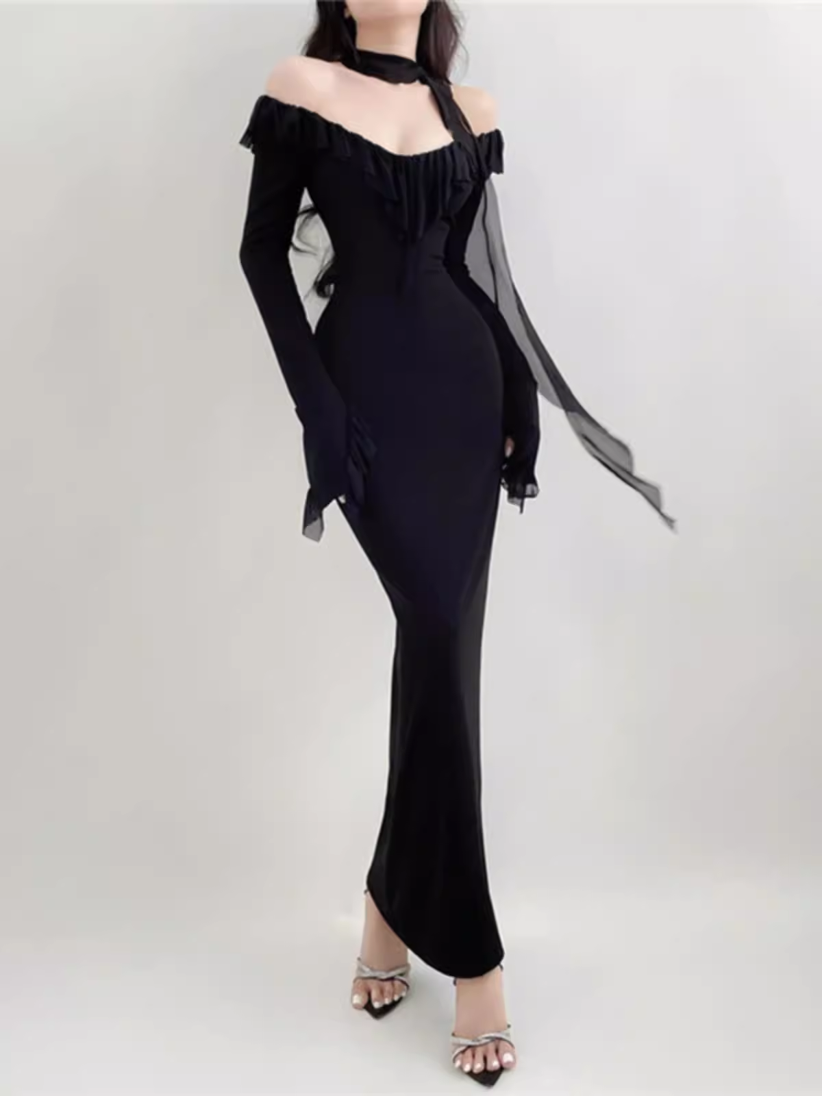 Sexy Black Long Dress YM1518