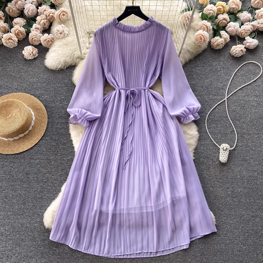 women's puff sleeve chiffon dress YM323