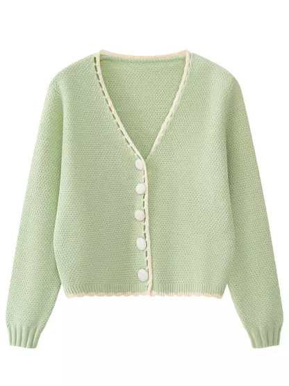 V-neck long-sleeved knitted cardigan jacket YM667