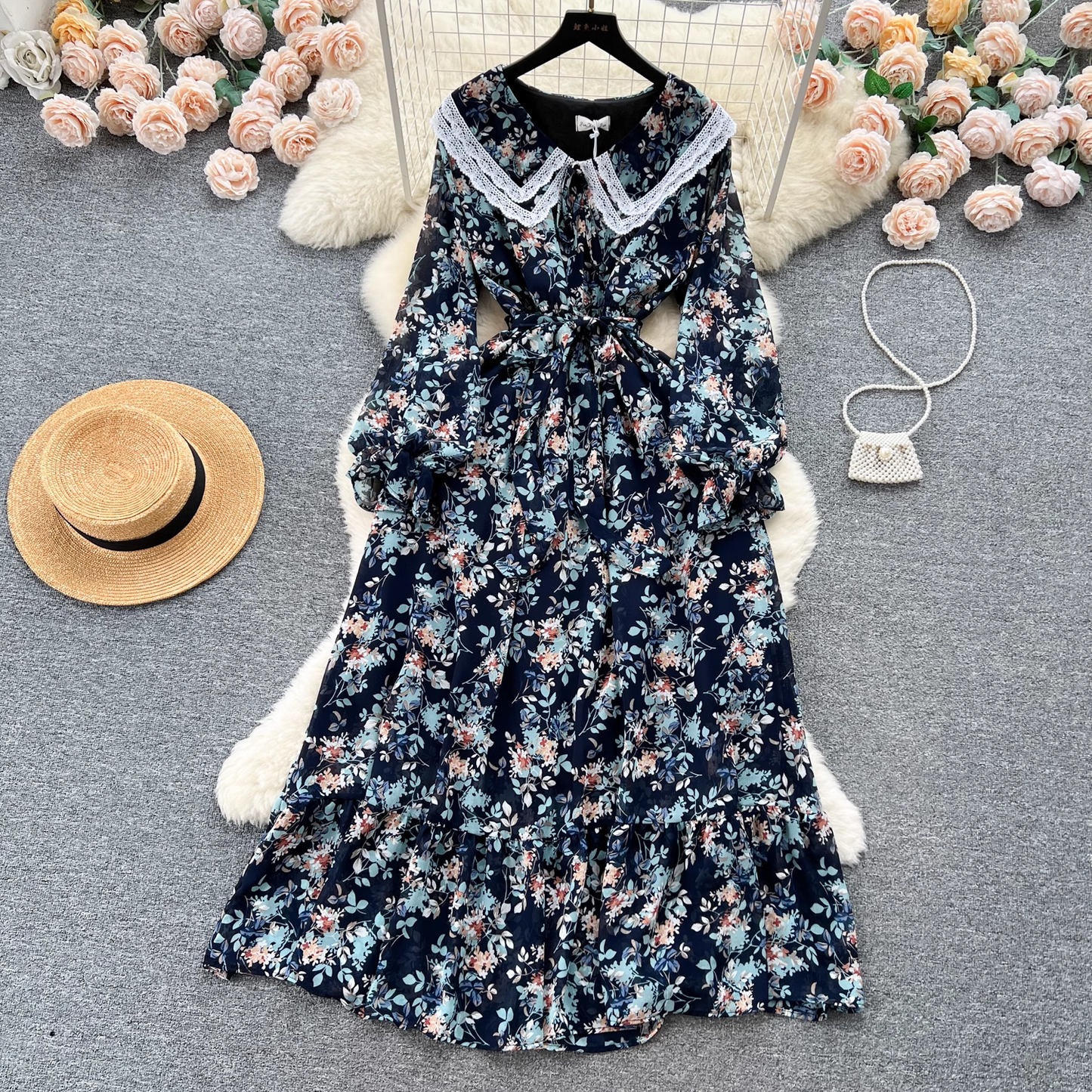 women's doll collar floral dress YM517