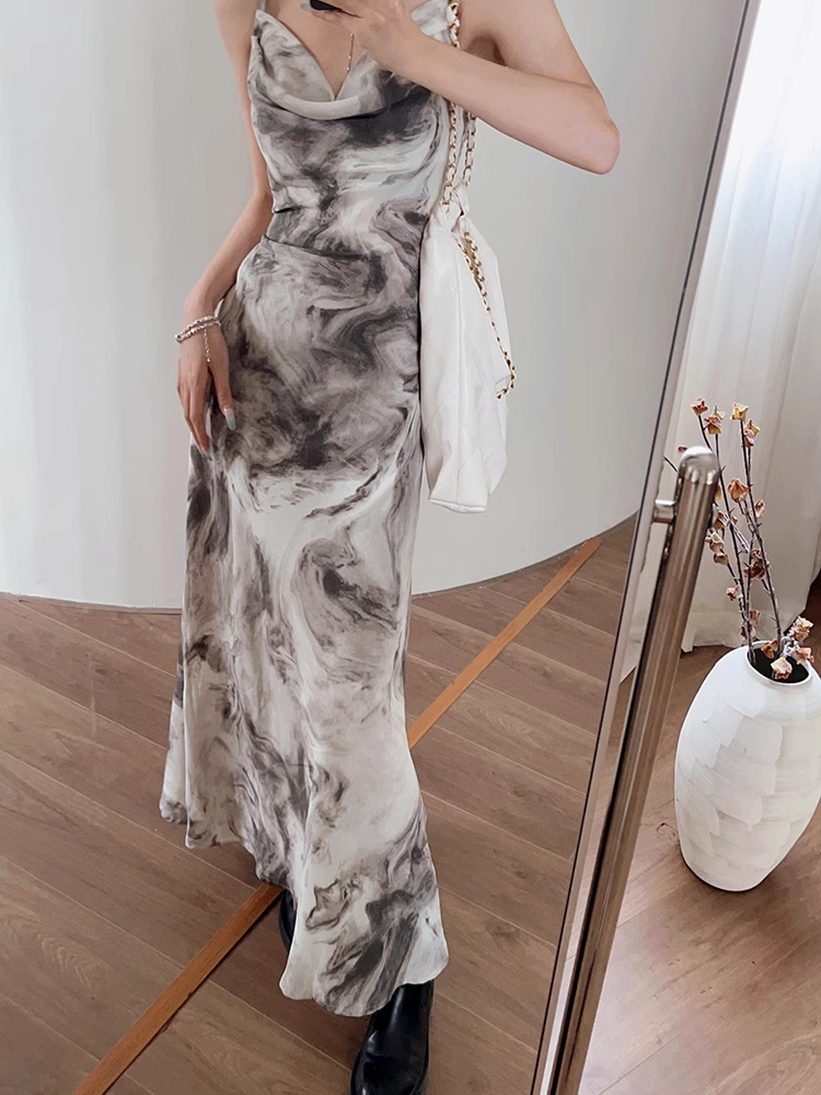 women's autumn method of ink painting suspender dress YM481