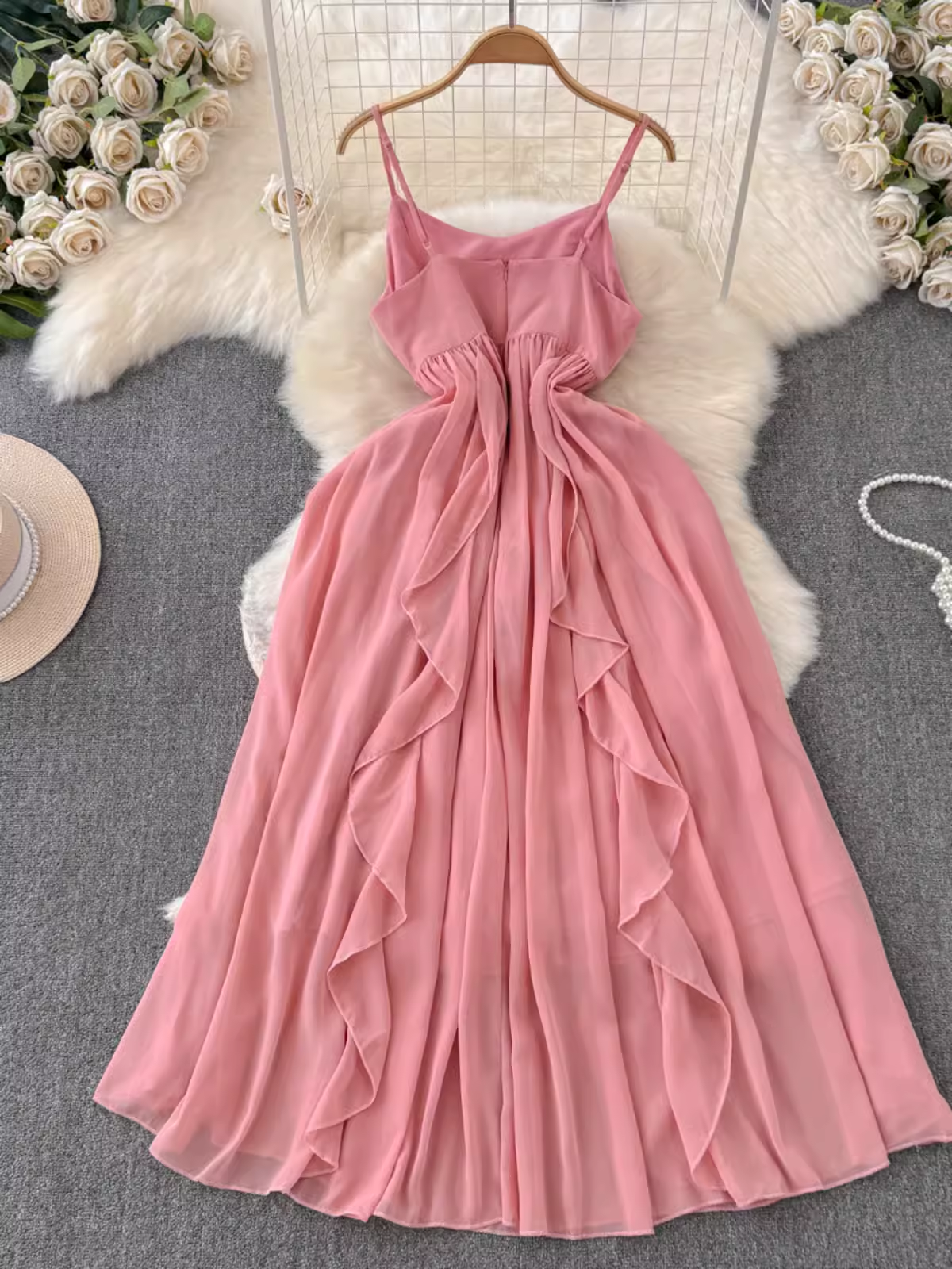 Pink suspender dress YM1436