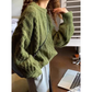 women's dark green twist sweater autumn and winter YM501