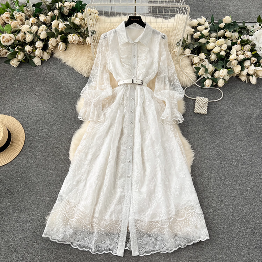 Retro palace style long lace dress YM1140