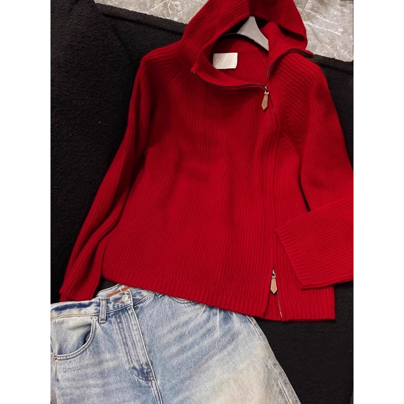 New Red Loose Lazy Turtleneck Sweater YM1876