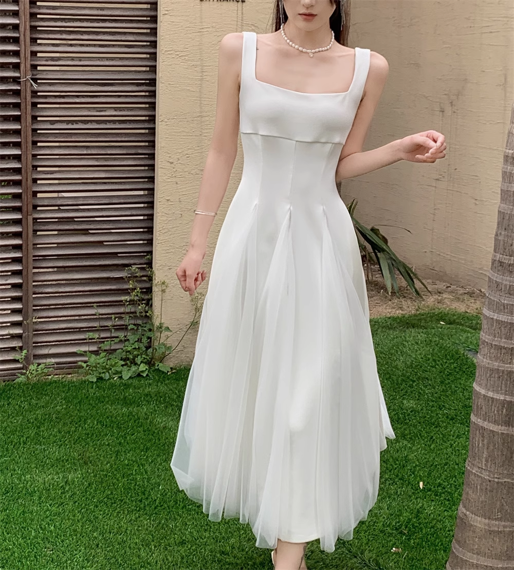 A-line White Summer Dress  YM1077