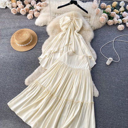 Vacation Suit Irregular Halter Halter Top Draping Fairy Dress YM793