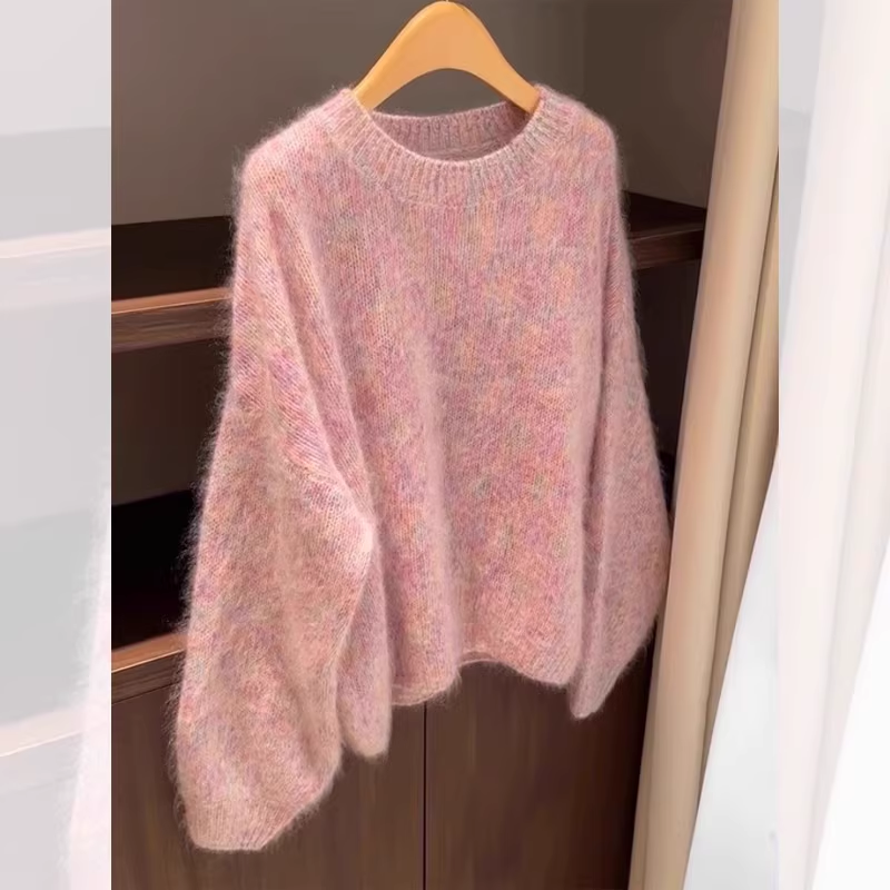 Pink knitted sweater top with high-end feel YM1885