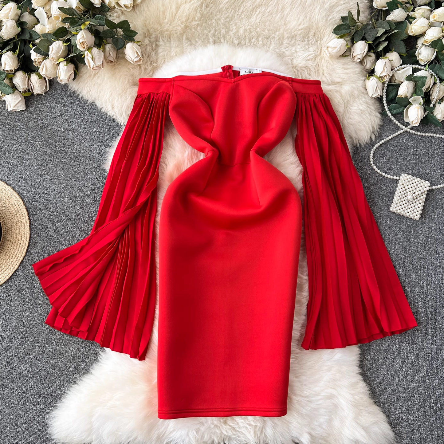 Off The Shoulder Red Party Dress  YM810