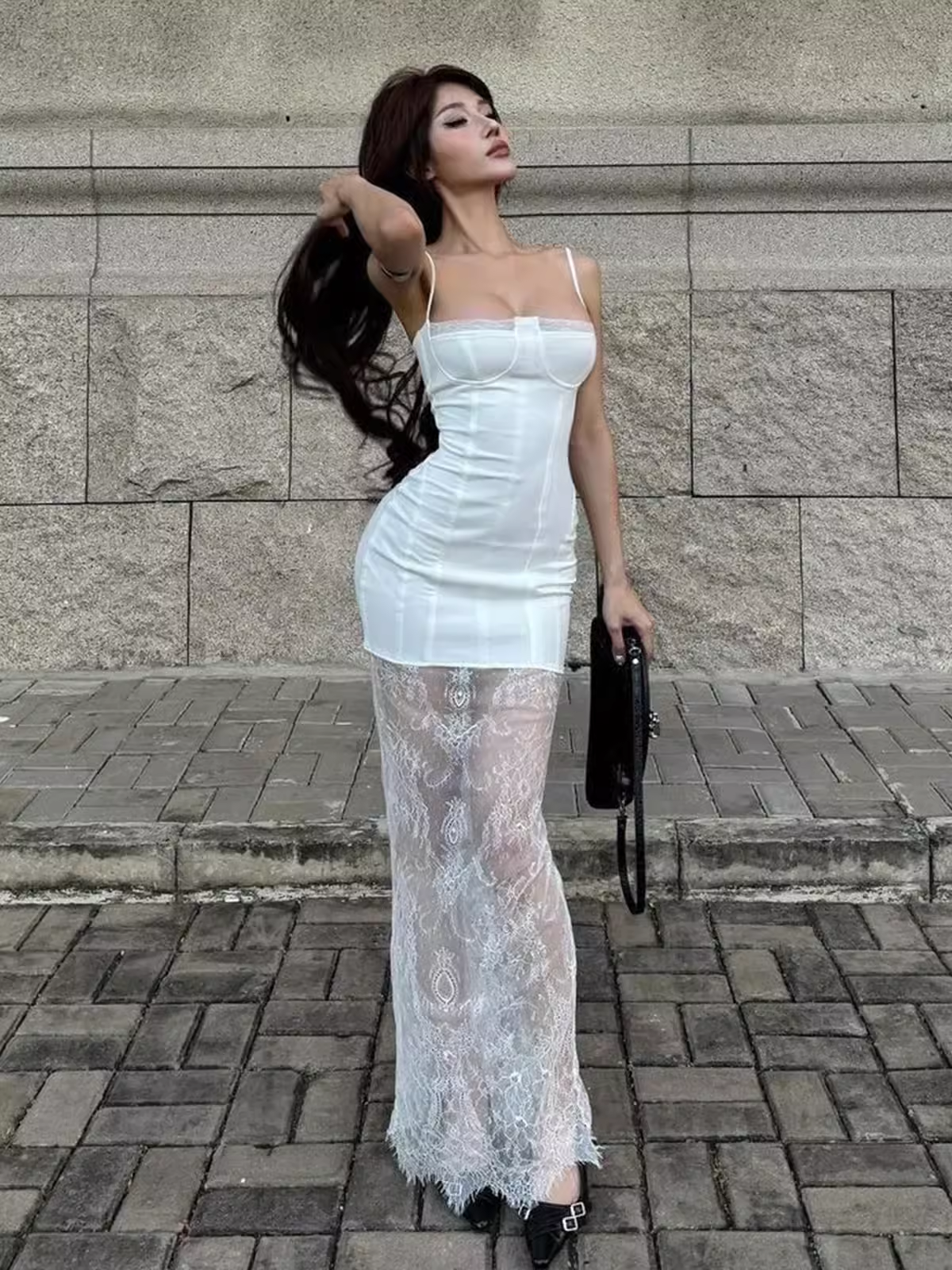 Sexy White Bodycon Dress   YM1369