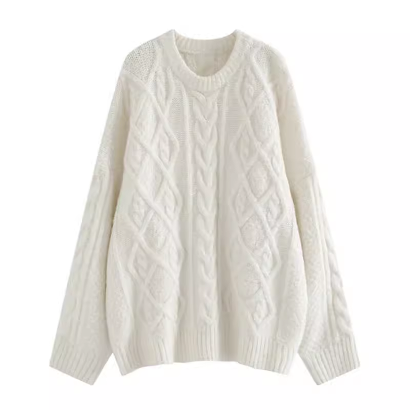 Women's white sweater in autumn and winter retro lazy style YM771