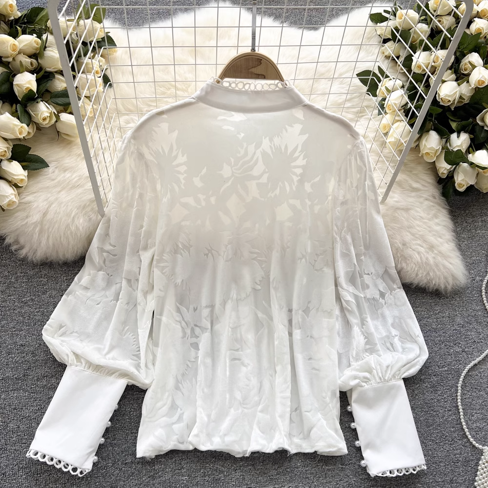 Women's Puff Sleeve Lace Blouses ,YM135