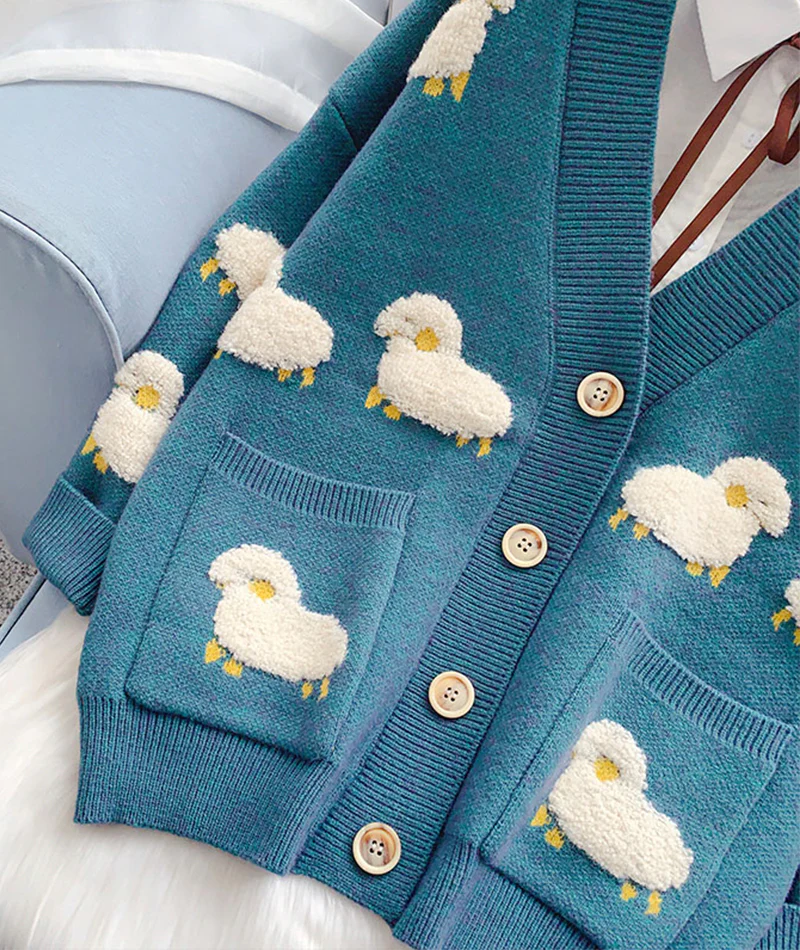 Cute sheep pattern sweater long sleeve sweater sweater coat spring and autumn clothing, YM258