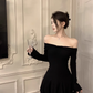 Black Off The Shoulder Short Homecoming Dress A Line Party Dress YM1828