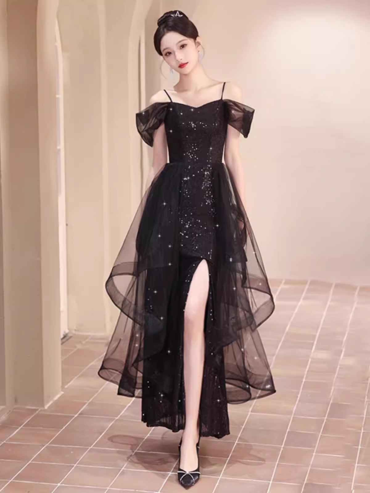 Black A-line Dress  YM1483