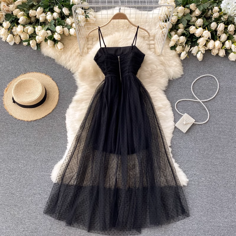 A-line Black Summer Dress  ,YM31