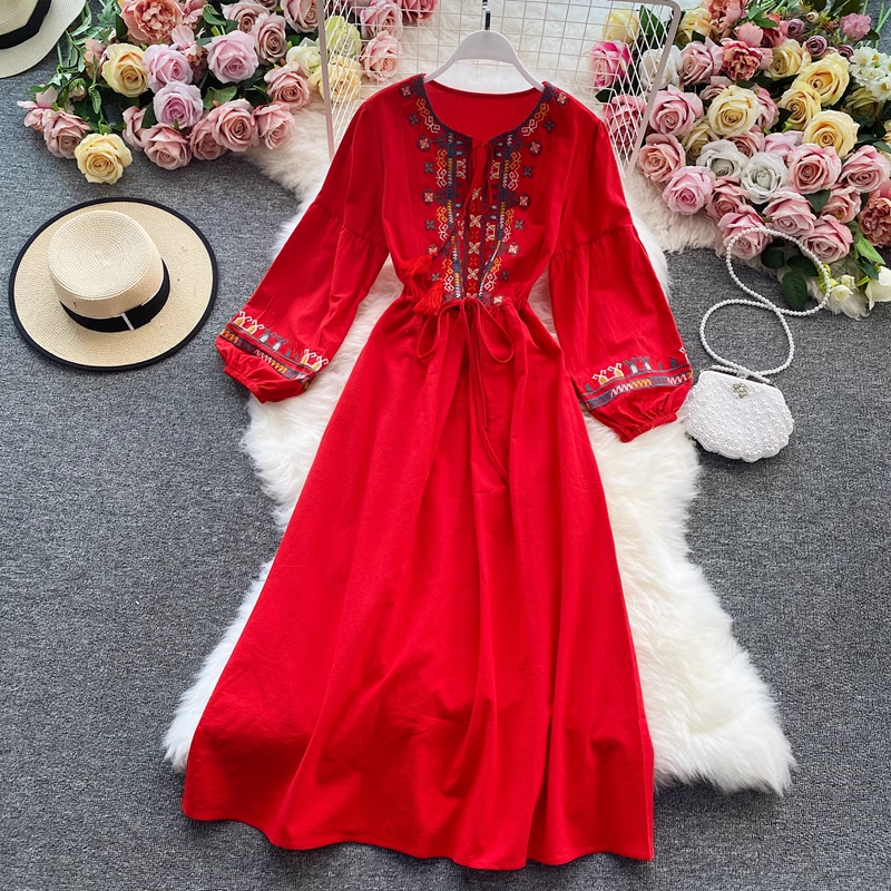 women's beach vacation dress bohemian beach dress  YM597