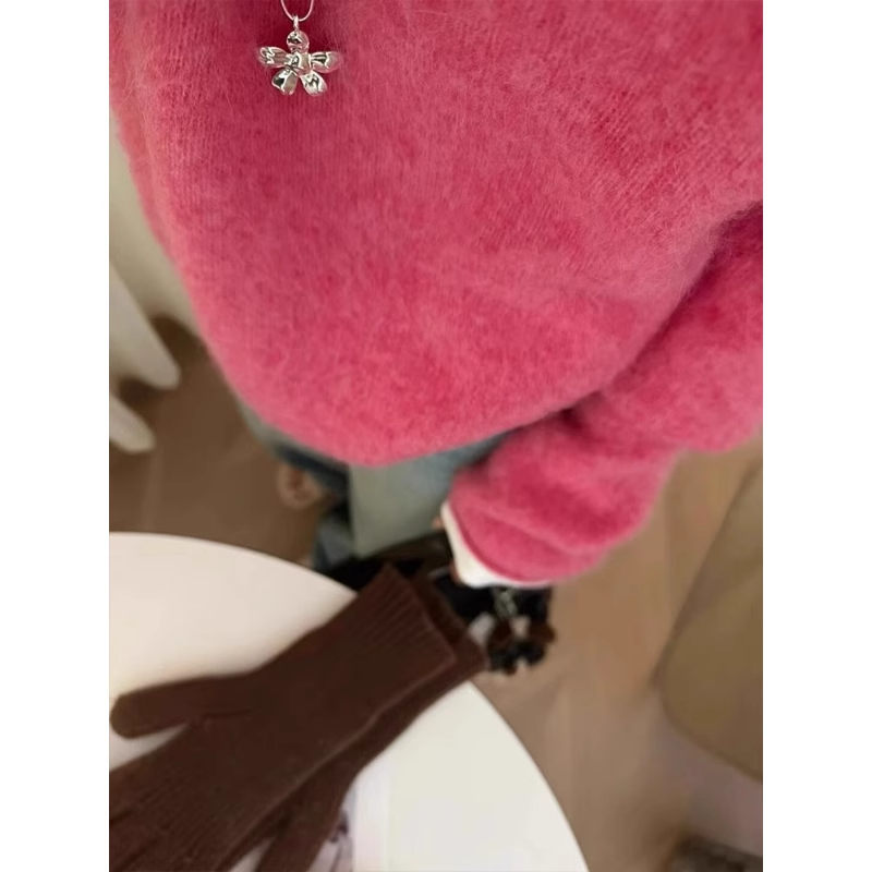 Raspberry Pink High-grade Soft Sweater For Women In Winter YM1838