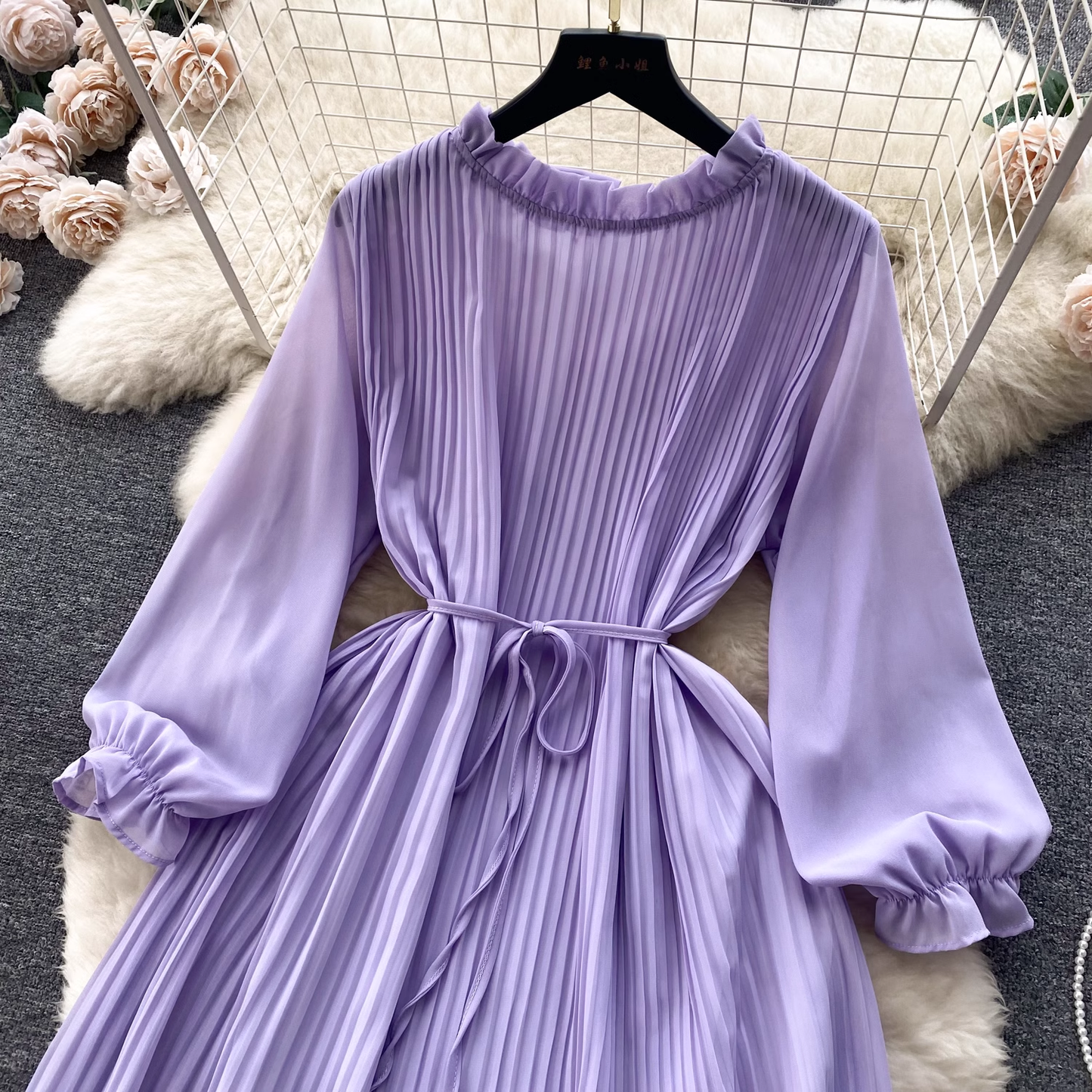 women's puff sleeve chiffon dress YM323