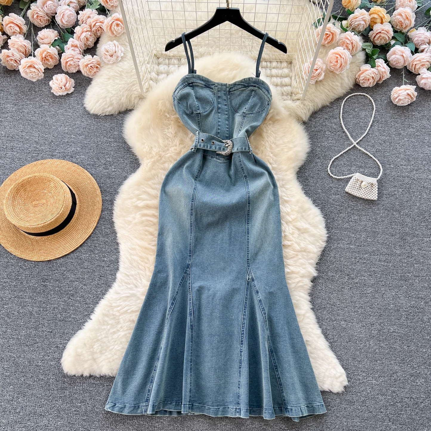 women's summer denim suspender dress YM306