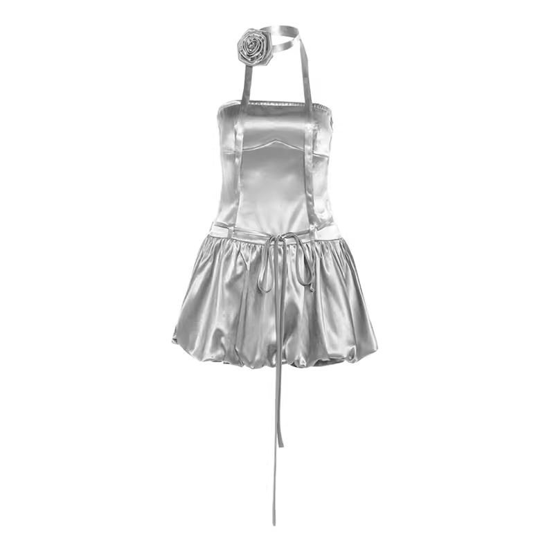 Silver A-line Mini Dress  YM1348